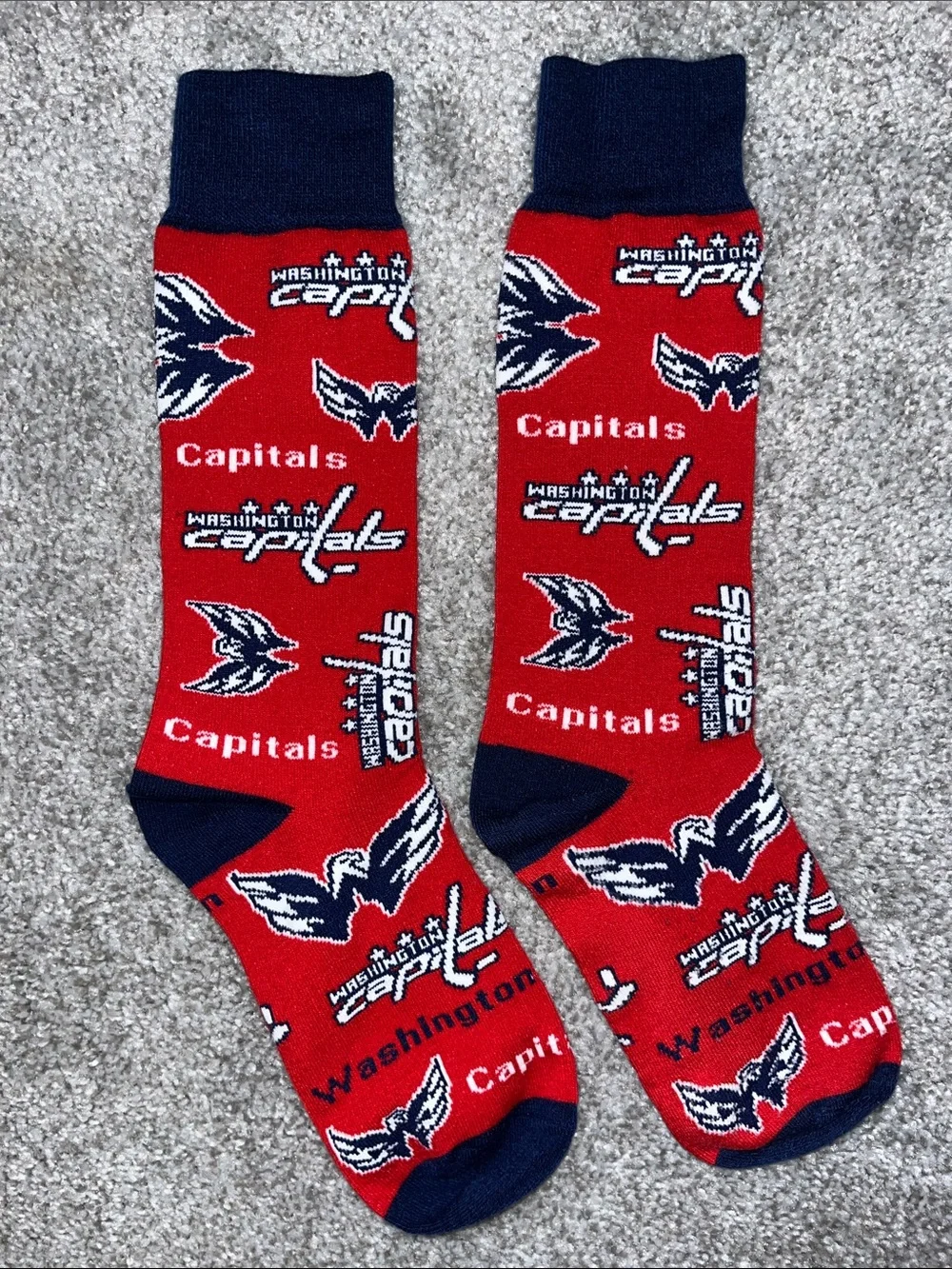 New Washington Capitals Rally AOP hockey NHL acrylic blend Men’s Crew Socks OSFA